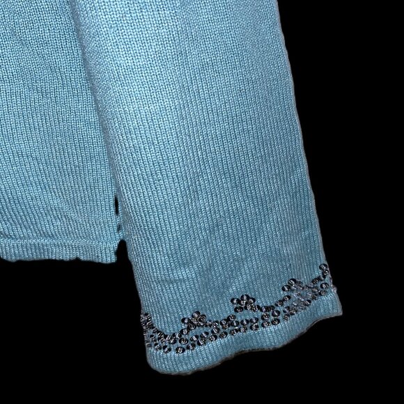 NWOT Size Large Central Park West Cashmere & Silk Women's Sequined Sweater - Picture 4 of 6